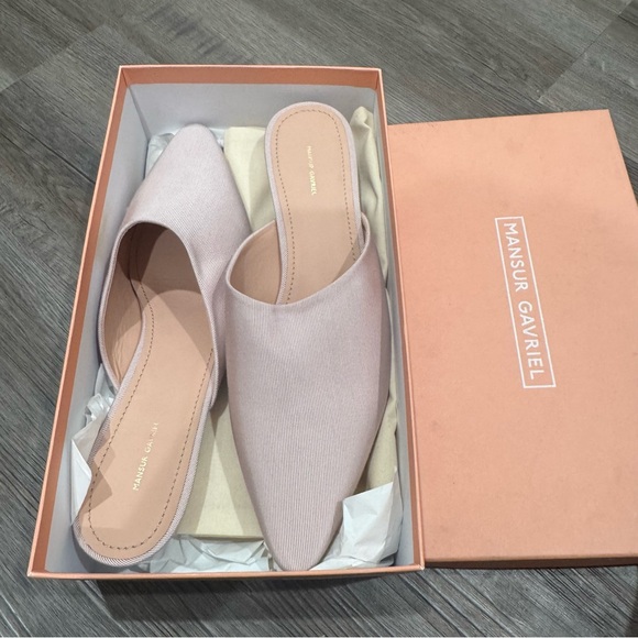 Mansur Gavriel Grosgrain Elegant Slide in Rose Heel Mules - Picture 14 of 15